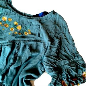 BLUE RAIN embroidered top